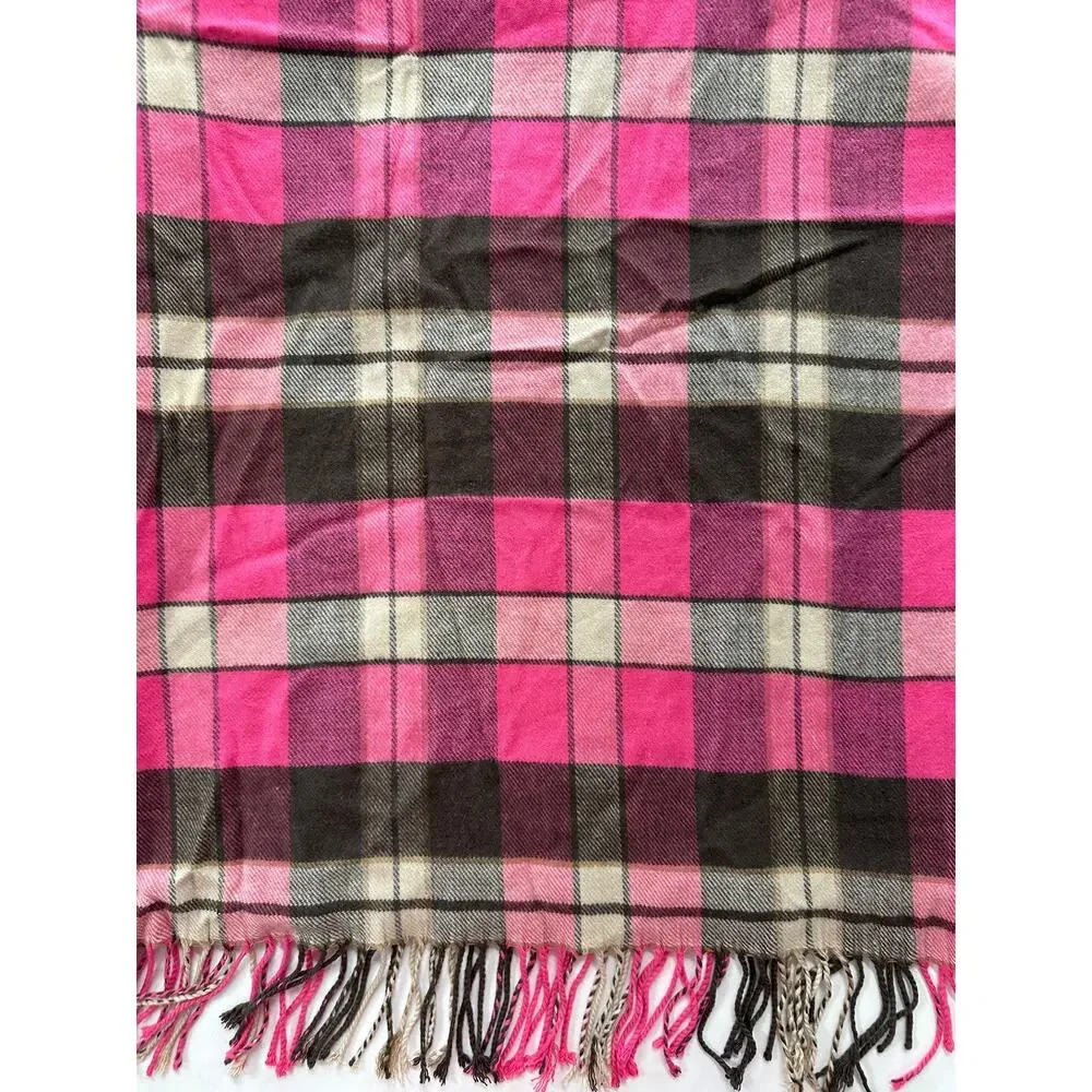 Gap Pink Brown Plaid Womens Rectangle Scarf 24
